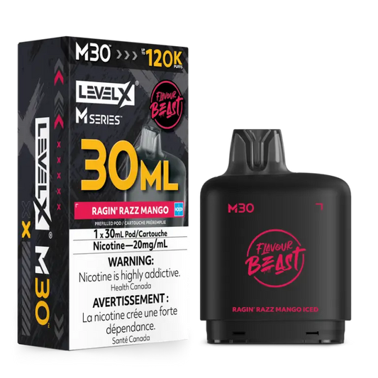 Level X Flavour Beast M Series Pod 30ml Ragin’ Razz Mango Iced