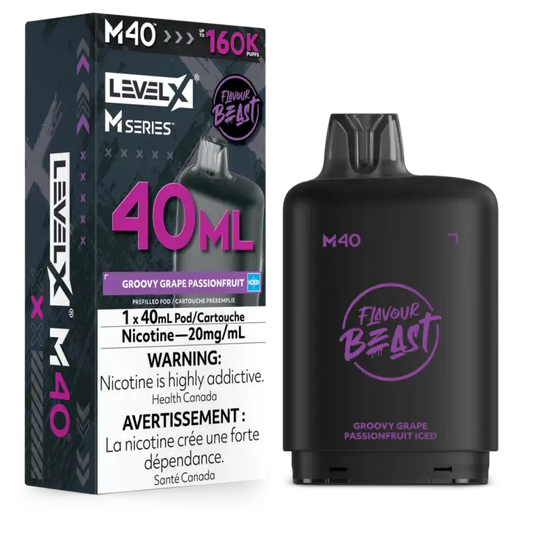 Level X Flavour Beast M Series Pod 40ml Groovy Grape Passionfruit Iced