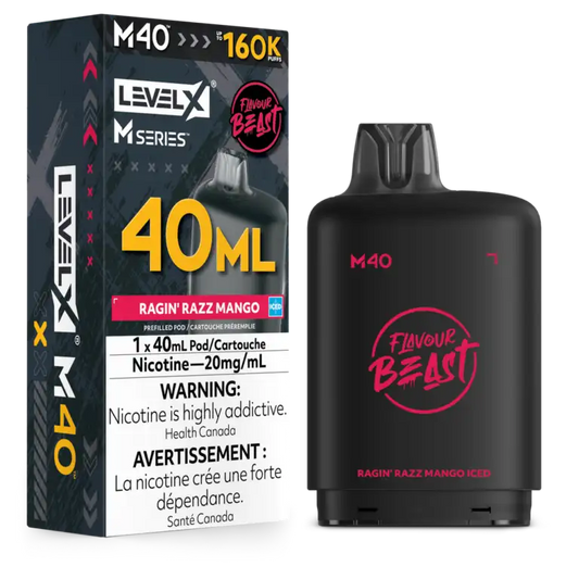 Level X Flavour Beast M Series Pod 40ml Ragin’ Razz Mango Iced
