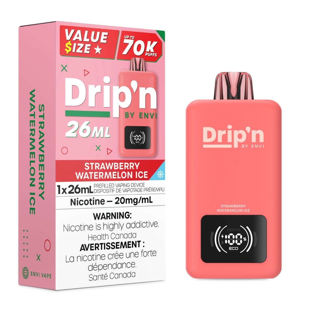 Drip’n By Envi Disposable 70K Strawberry Watermelon Ice ONT