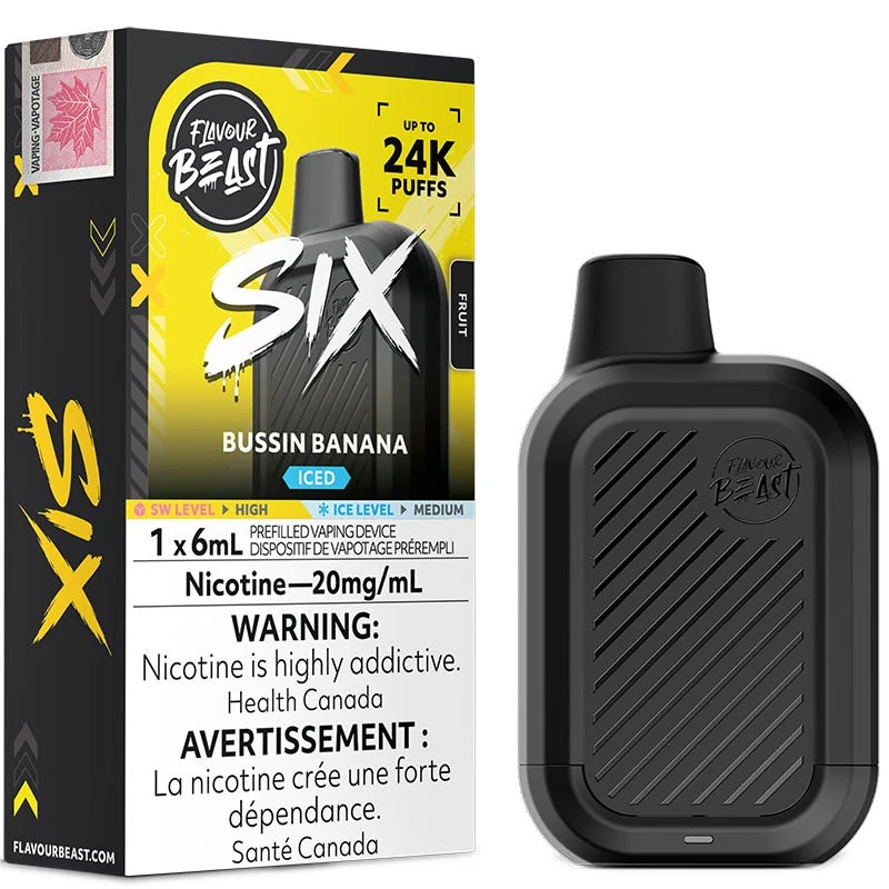 Flavour Beast Six 24K Disposable Bussin Banana Iced