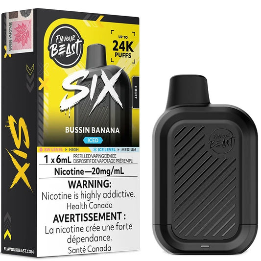 Flavour Beast Six 24K Disposable Bussin Banana Iced