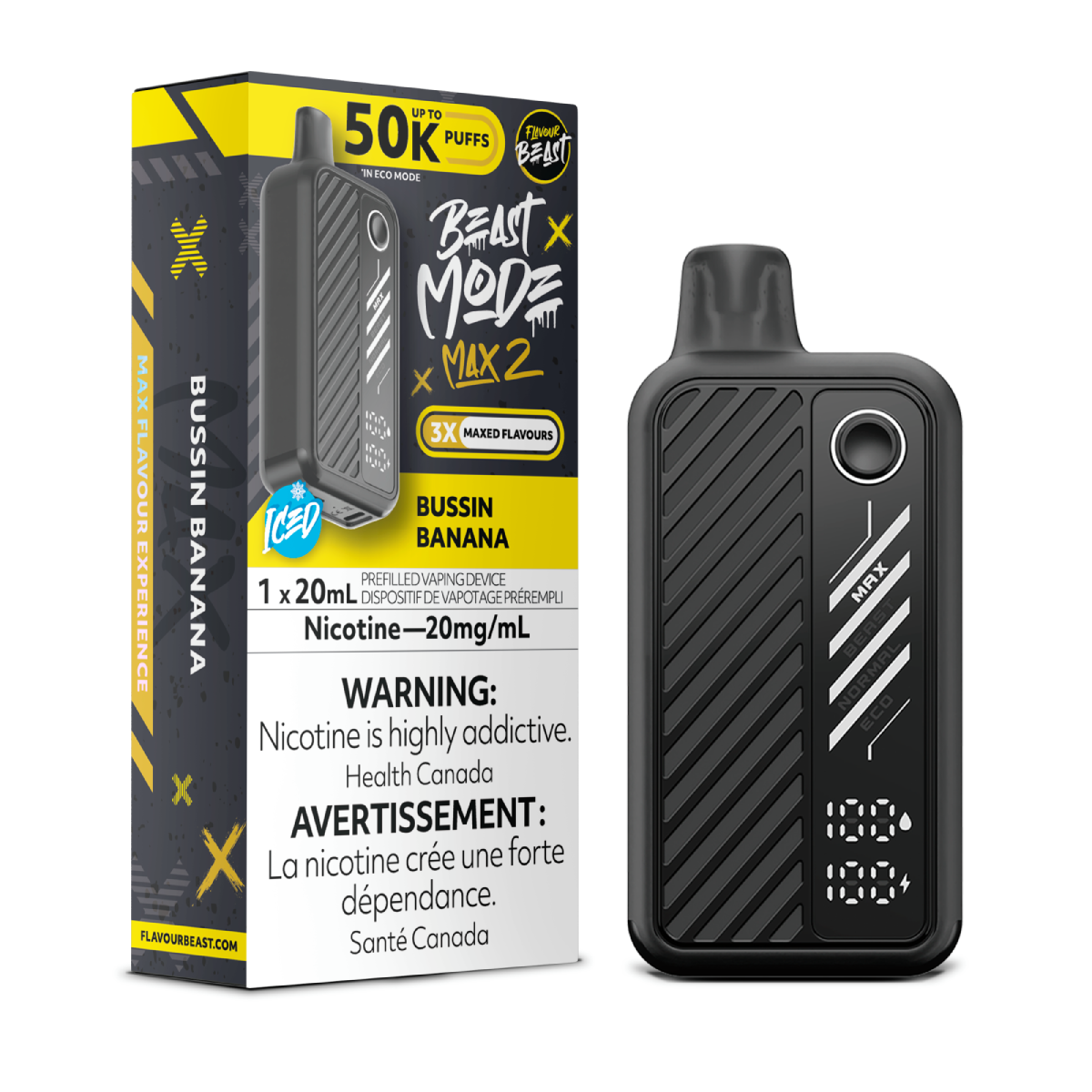 Flavour Beast Disposable Mode Max 2 50K Bussin Banana Iced ONT