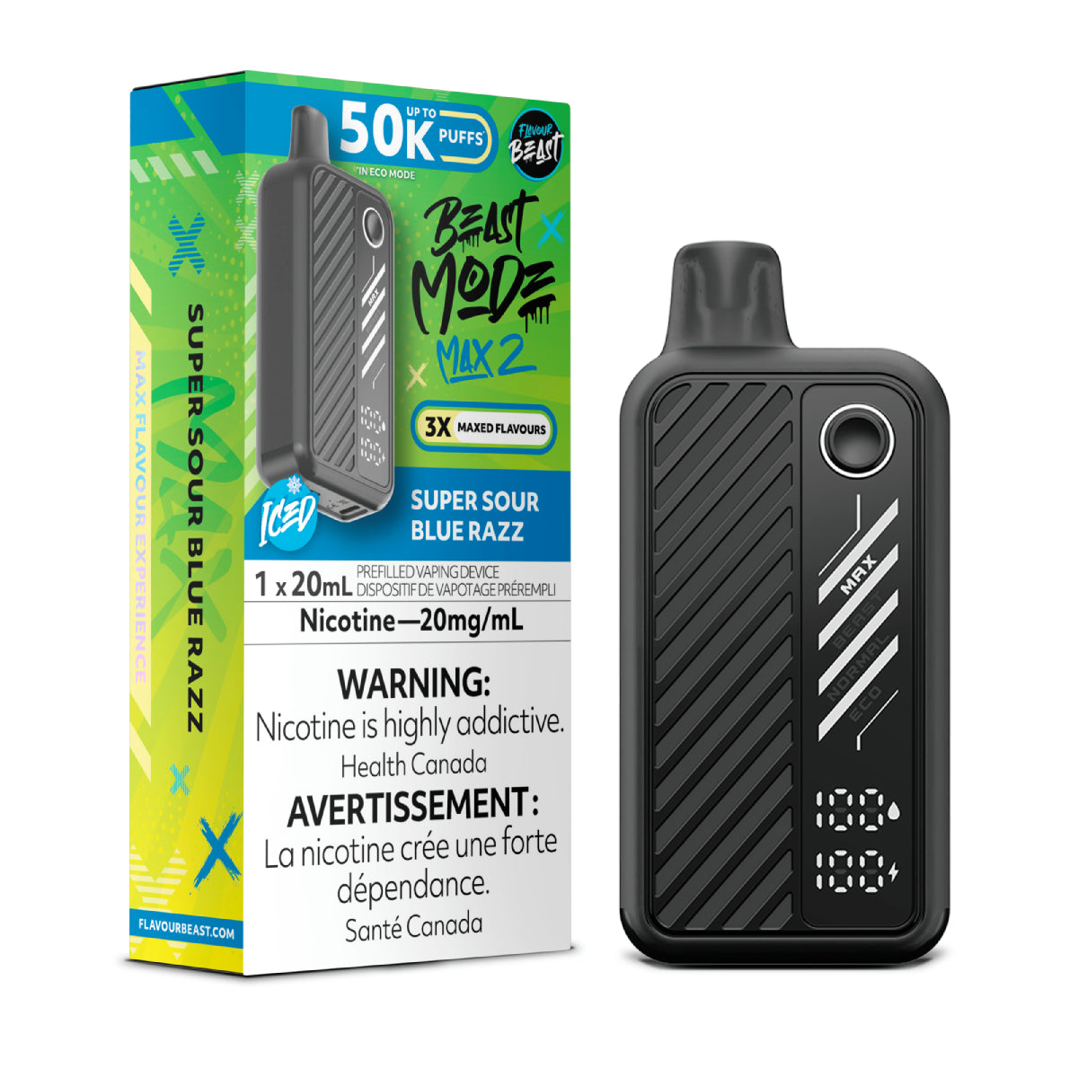 Flavour Beast Disposable Mode Max 2 50K Super Sour Blue Razz Iced ONT