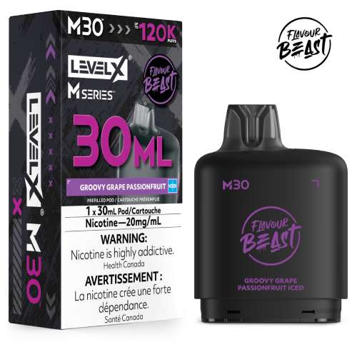 Level X Flavour Beast M Series Pod 30ml Groovy Grape Passionfruit Iced