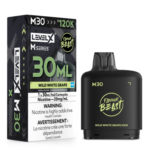 Level X Flavour Beast M Series 30ml Pod in Wild White Grape Iced flavour for Level X device.

