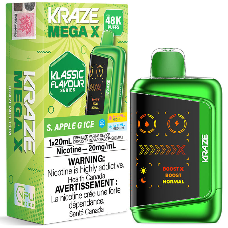 Kraze Mega X 48K Disposable S. Apple G Ice