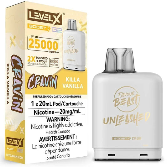 Flavour Beast Boost Level X PODS Unleashed Cravin Killer Vanilla ONT