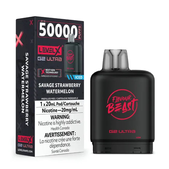 Flavour Beast G2 Ultra Level X PODS Savage Strawberry Watermelon Iced ONT