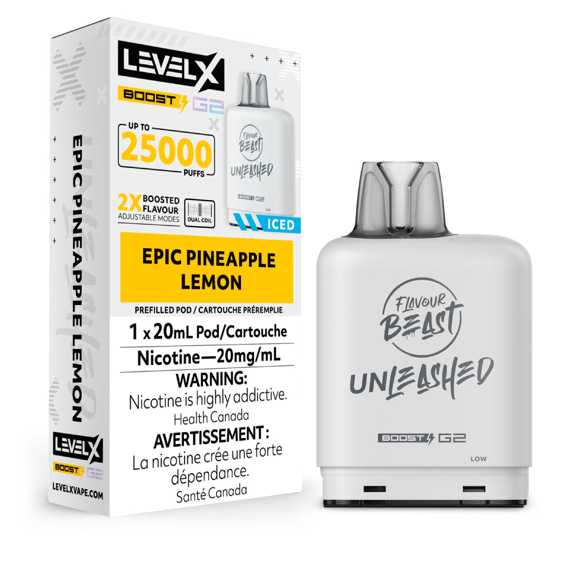 Flavour Beast Boost Level X PODS Unleashed Epic Pineapple Lemon ONT