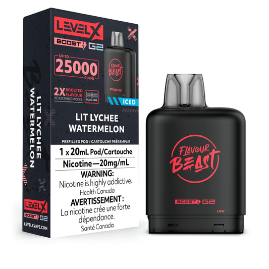 Flavour Beast Boost Level X PODS Lit Lychee Watermelon ONT