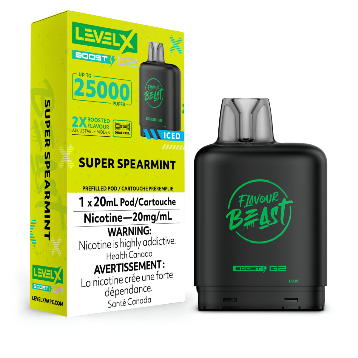 Flavour Beast Boost Level X PODS Super Spearmint ONT
