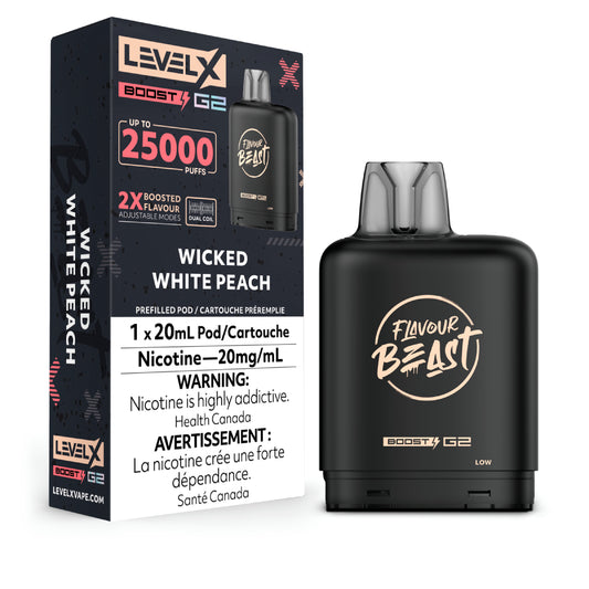 Flavour Beast Boost Level X PODS Wicked White Peach ONT