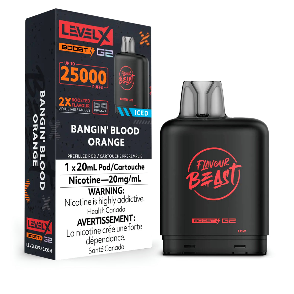 Flavour Beast Boost Level X PODS Bangin’ Blood Orange Iced ONT