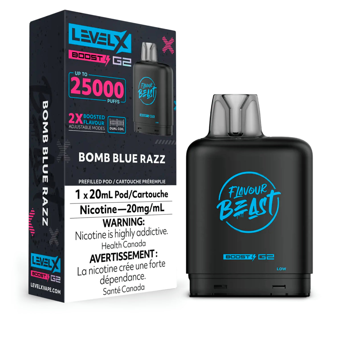 Flavour Beast Boost Level X PODS Bomb Blue Razz ONT