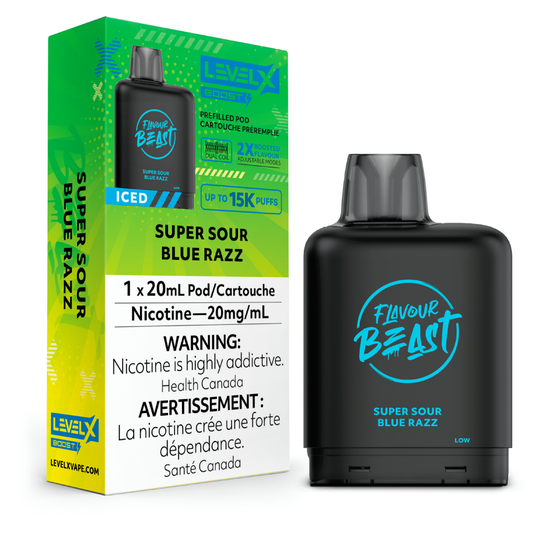 Flavour Beast Boost Level X PODS Super Sour Blue Razz Iced ONT