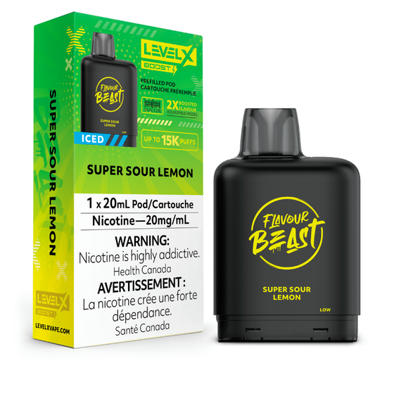 Flavour Beast Boost Level X PODS Super Sour Lemon Iced ONT