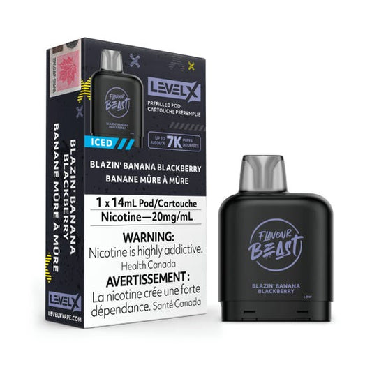 Flavour Beast Level X PODS Blazin’ Banana Blackberry Iced