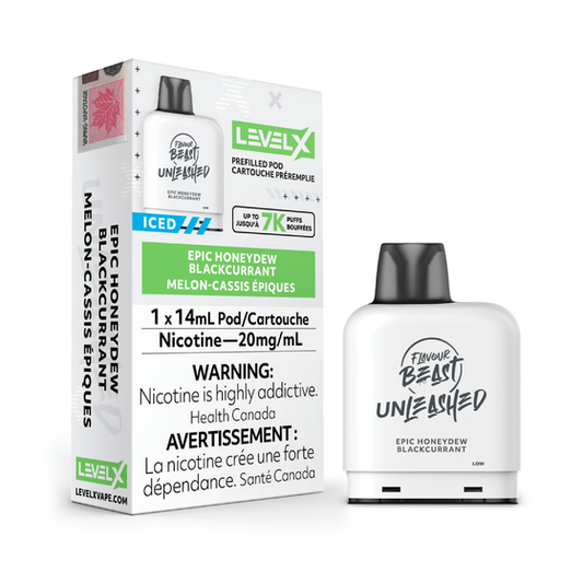 Flavour Beast Level X PODS Unleashed Epic Honeydew Blackcurrant Iced