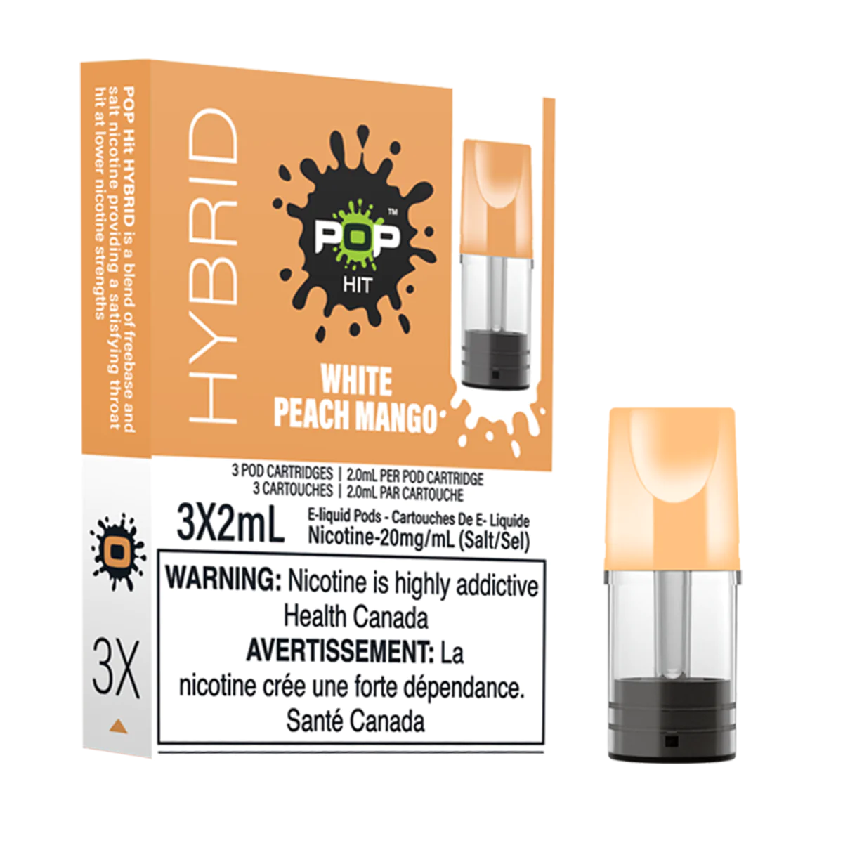 Pop Vapor Hybrid PODS White Peach Mango (3x2ml)